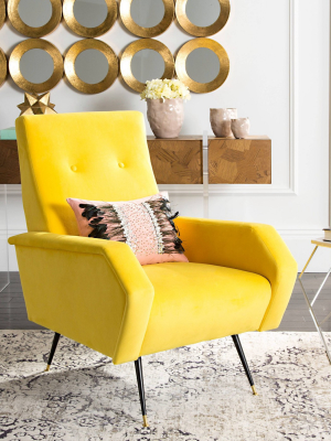 Aida Mid-century Armchair - Yellow Velvet - Safavieh