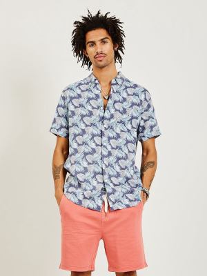 Carson Shirt Slate Aqua Palms