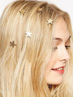 5 Golden Stars Spiral Hair Clips