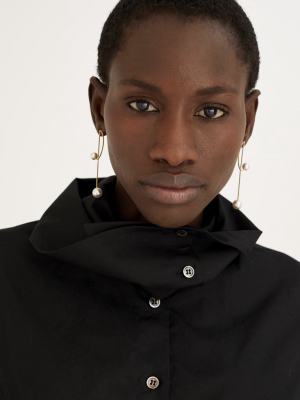 Sculptural Collar And Sleeves Black Shirt