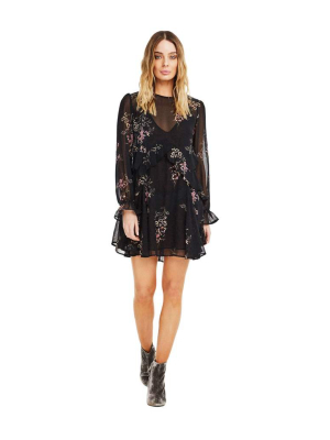 Heather Abstract Print Cutout Bubble Sleeve Mini Dress