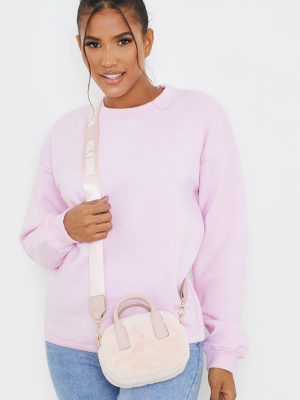 Baby Pink Faux Fur Mini Bowler Bag