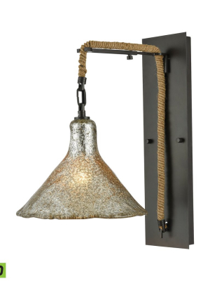 Hand Formed Glass 1-light 18 X 10 X 10 Wall Lamp In Oiled Bronze With Mercury Glass - Includes Led Bulb