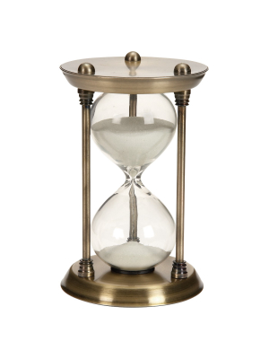 Classic Elegance Rustic Iron And Glass 15-minute Sand Timer Hourglass (7") - Olivia & May