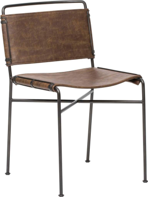 Wharton Dining Chair, Distressed Brown, Set Of 2