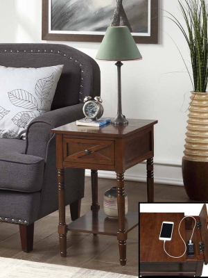 Country Oxford End Table With Charging Station - Johar Furniture