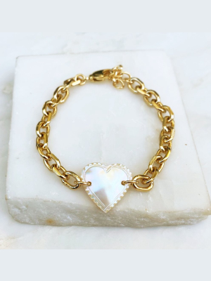 "femi" Vintage Mother Of Pearl Heart Bracelet