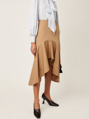 Asymmetric Stretch-cotton Skirt