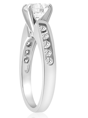 Pompeii3 1 Ct Diamond Engagement Ring 14k White Gold Channel Set