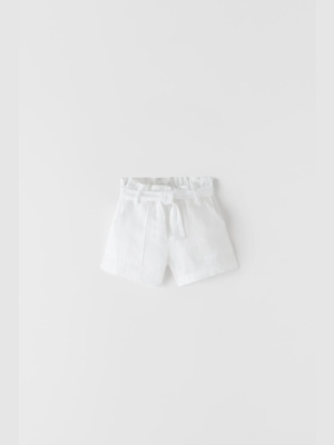 Belted Shorts With Large Pockets