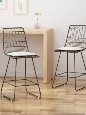 Set Of 2 Walcott Modern Iron Counter Height Barstools - Christopher Knight Home