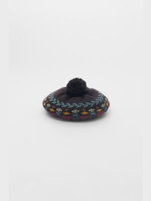 Fine Knit Jacquard Beret