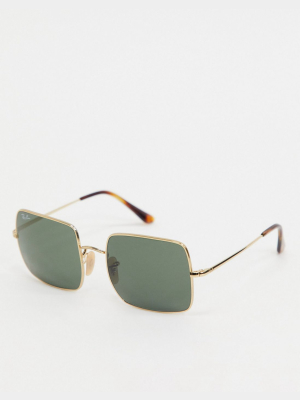 Ray-ban Square Sunglasses In Gold Orb1971