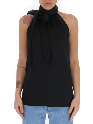 Saint Laurent Pussybow Sleeveless Blouse