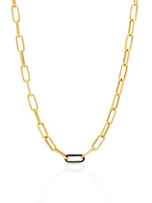 14kt Yellow Gold Black Diamond Chain Link Bianco Necklace