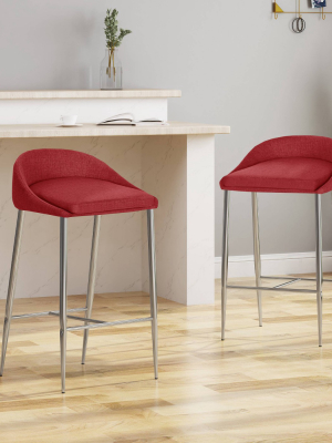 Set Of 2 Bandini Modern Upholstered Counter Height Barstools - Christopher Knight Home