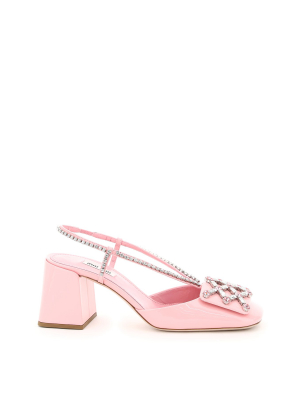 Miu Miu Crystal Embellished Slingback Pumps