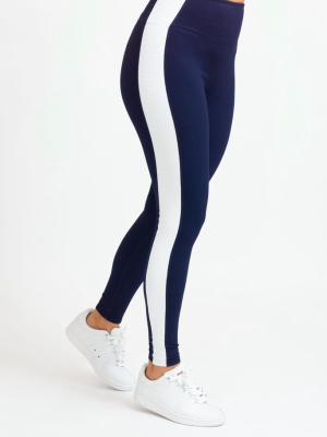 195159-401 | Racing Stripe Legging X Eleven By Venus Williams | Navy/white