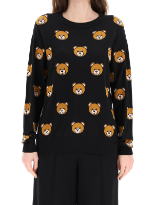 Moschino Allover Teddy Intarsia Knitted Sweater