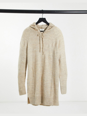 Jdy Knitted Oversized Hoody In Beige