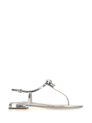 Miu Miu Crystal Embellished Thong Sandals