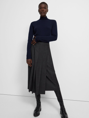 Panel Pleated Skirt In Sleek Flannel