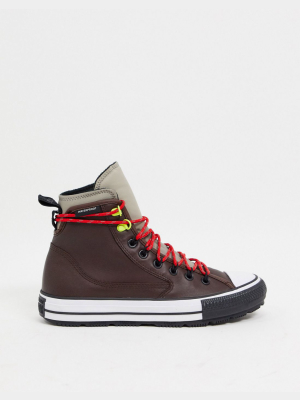 Converse Chuck Taylor All Star All Terrain Waterproof Leather Sneaker Boots In Brown