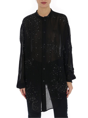 Saint Laurent Embellished Sheer Blouse