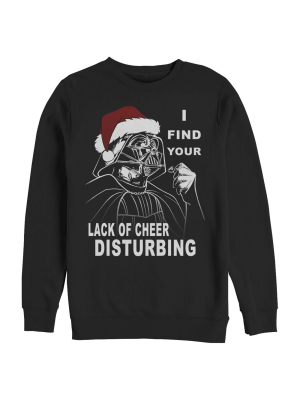 Men's Star Wars Christmas Vader Lack Of Cheer Disturbing Sweatshirt