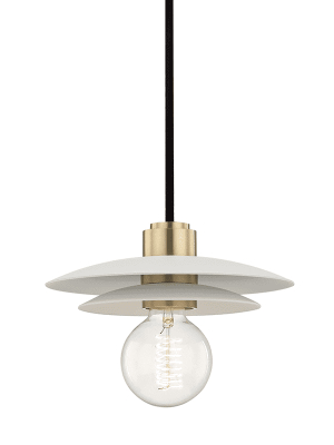 Milla 1 Light Small Pendant - Aged Brass/white