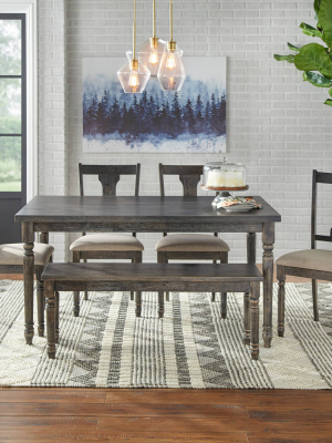 6pc Burntwood Dining Set With Bench - Buylateral