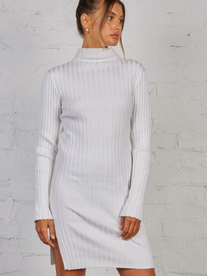 Blinded Ribbed Dress - White