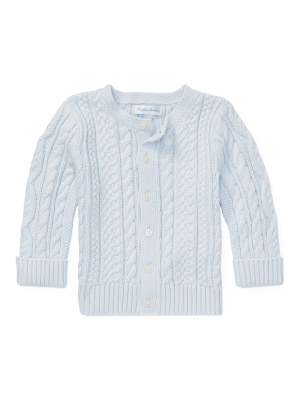 Aran-knit Cotton Cardigan