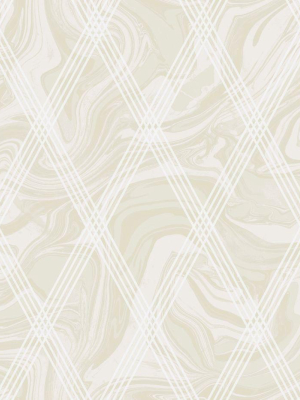 Marble Diamond Geometric Wallpaper In Gold And White From The Casa Blanca Ii Collection By Seabrook Wallcoverings