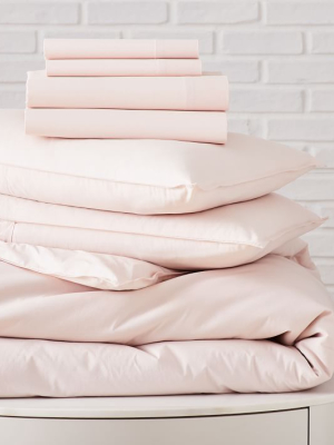 Organic Washed Cotton Percale Starter Bedding Set - Pink Champagne