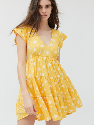 Uo Julia Tiered Ruffle Frock Mini Dress