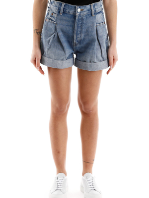 Re/done Pleated Denim Shorts