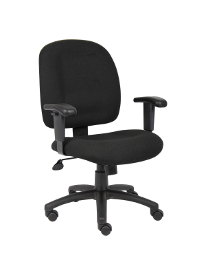 Fabric Task Chair With Adjustable Arms Black - Boss Office Products