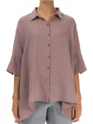 Loose Silver Pink Linen Shirt