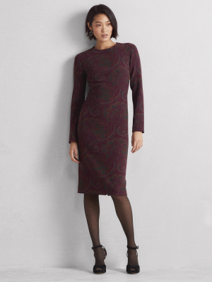 Arding Paisley Stretch Wool Day Dress