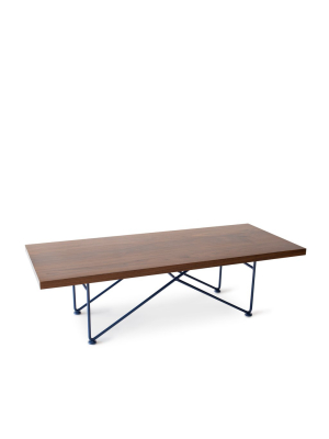 Walnut Coffee Table With Sapphire Blue Base