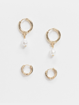 Monki Ruth 2-pack Hoop Earrings In Gold