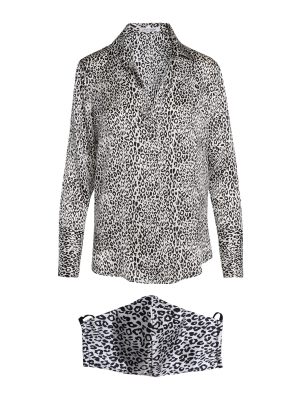 Daria Cheetah Print Blouse & Mask Bundle