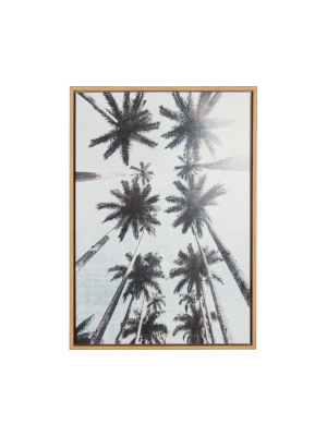 Palm Trees Framed Canvas Art Natural (33"x23") - Uniek