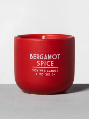 3oz Holiday Ceramic Candle Bergamot Spice - Hearth & Hand™ With Magnolia