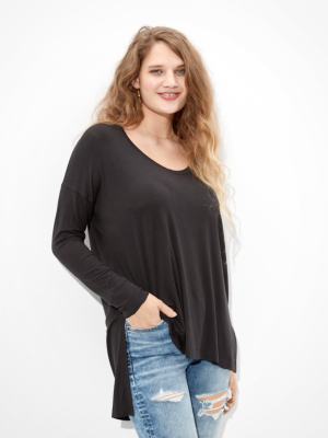 Ae Soft & Sexy Long Sleeve Scoop Neck Tunic T-shirt