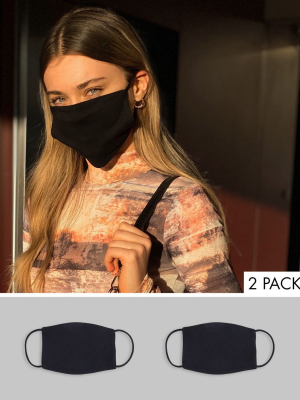 Asos Design 2 Pack Face Covering In Black