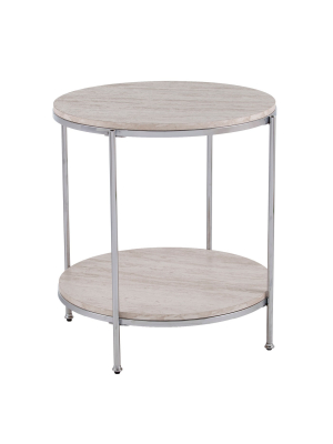 Sula Round Faux Stone End Table - Aiden Lane