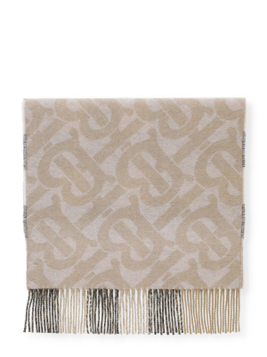 Burberry Logo Motif Fringed Scarf