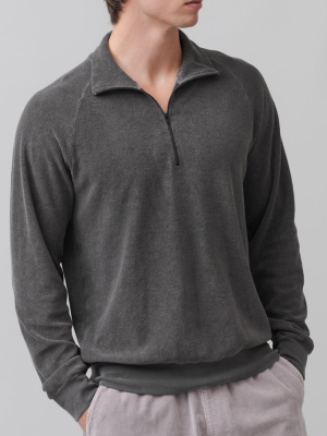 Men's Organic Beach Terry Quarter Zip Sweatshirt Black